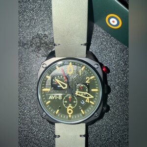 BNWT- AVI-8 Mens 45mm Hawker Hunter Retrograde Chronograph Japanese Quartz Watch